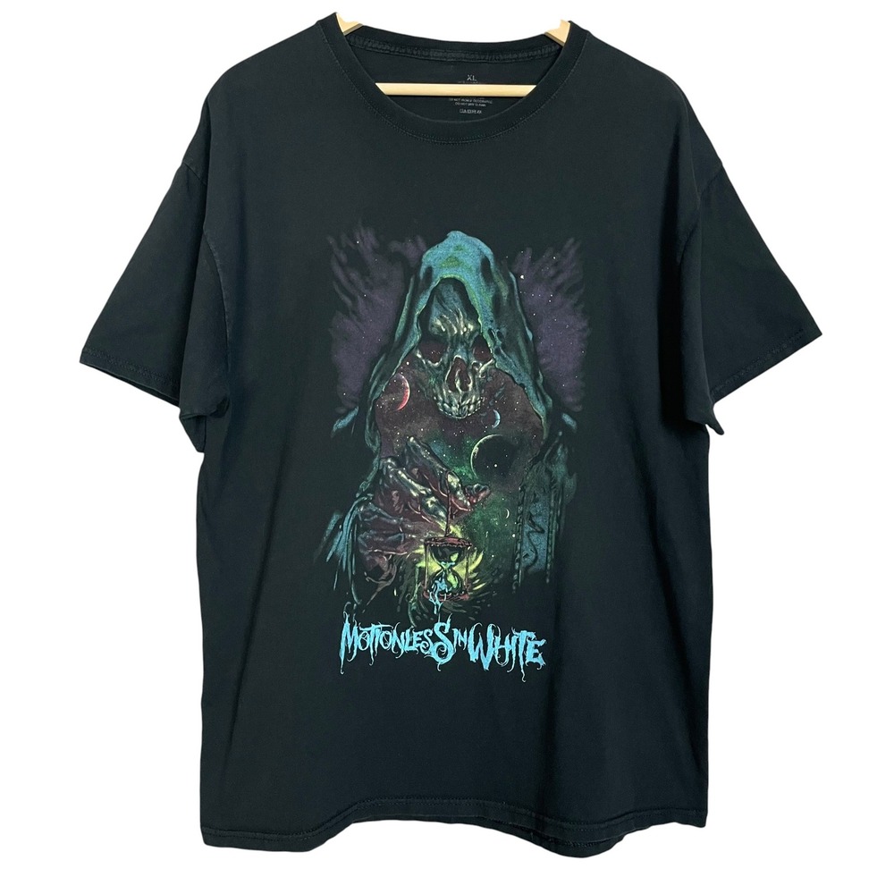 Motionless In White Band T-Shirt XL Black Reaper Galaxy Hourglass Graphic Tee